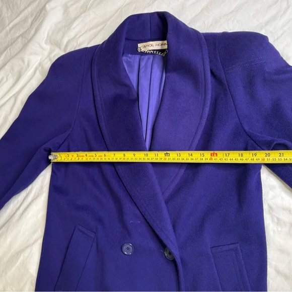 Vintage Carol Horn 100% Wool Long Coat Purple Shawl Collar Double Breasted USA 8 - Picture 10 of 13